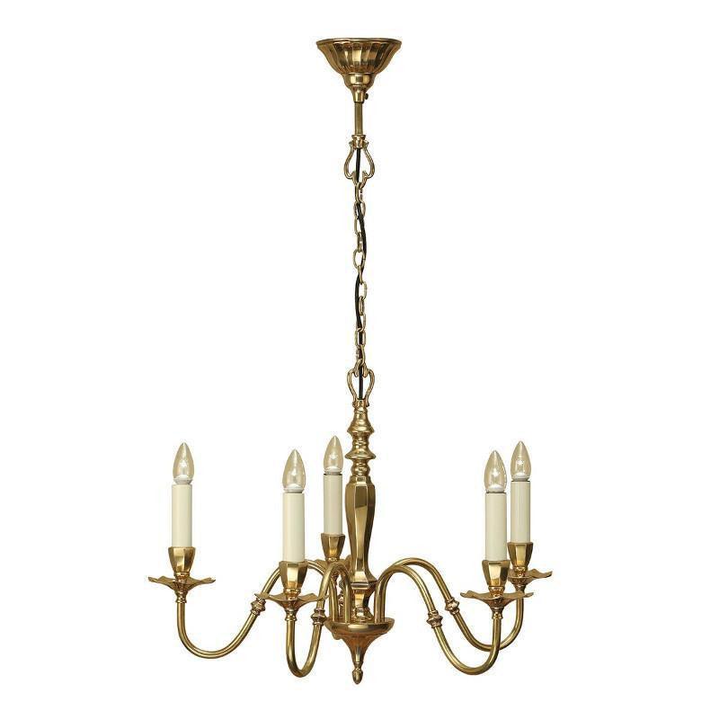 Traditional Ceiling Pendant Lights - Asquith Solid Brass 5 Light Chandelier ABY1002P5