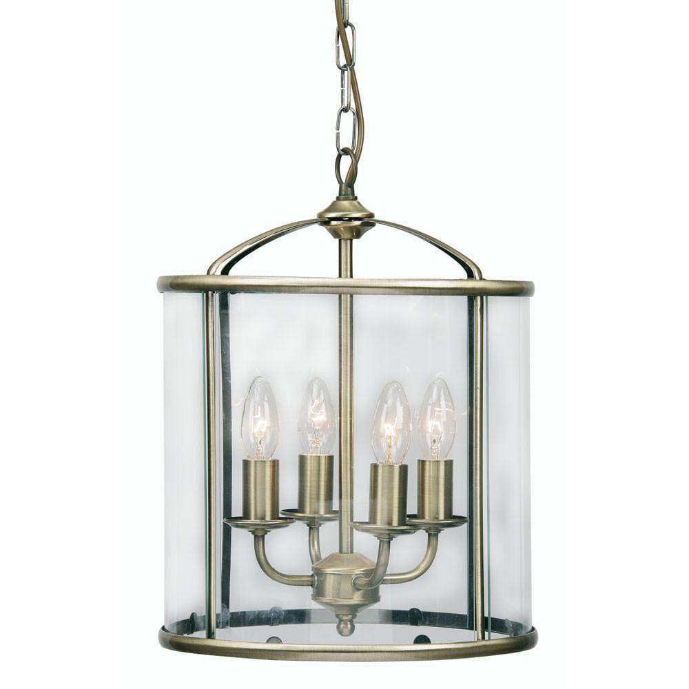 Oaks Fern Antique Brass 4 Light Ceiling Lantern-warehouse-clearance-220526