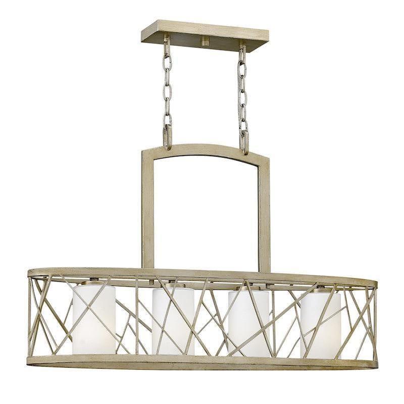 Hinkley Nest 4 Light Silver Leaf Island Chandelier-OPEN-BOX-50-290626