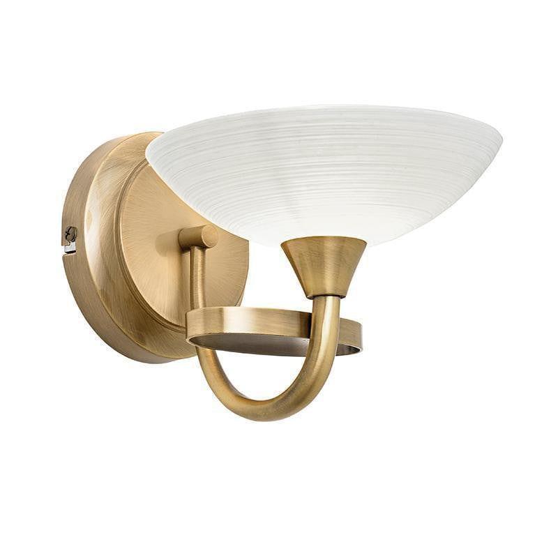Endon Cagney 1 Light Brass & White Painted Glass Wall Light-WAREHOUSE-40-290626