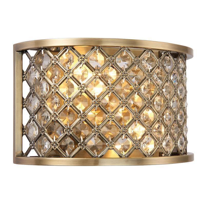 Endon Hudson Antique Brass & Crystal 2 Light Wall Light-OPEN-BOX-50-290626
