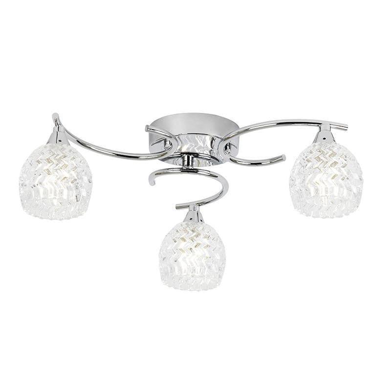 Endon Boyer 3 Arm Chrome Flush Ceiling Light-WAREHOUSE-40-290626