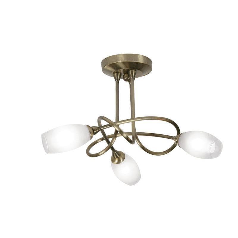Tara 3 Light Antique Brass Semi Flush-OB-180926