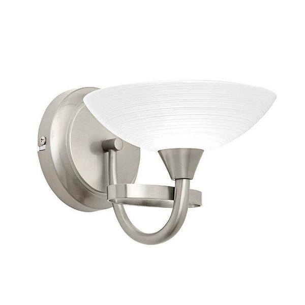 Traditional Wall Lights - Cagney 1LT Satin Crome & White Painted Glass With Lines Wall Light CAGNEY-WBSC