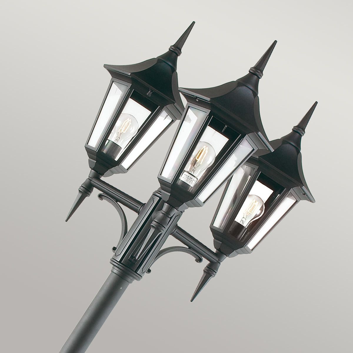 Elstead Valencia Black Outdoor Three Arm Lamp Post
