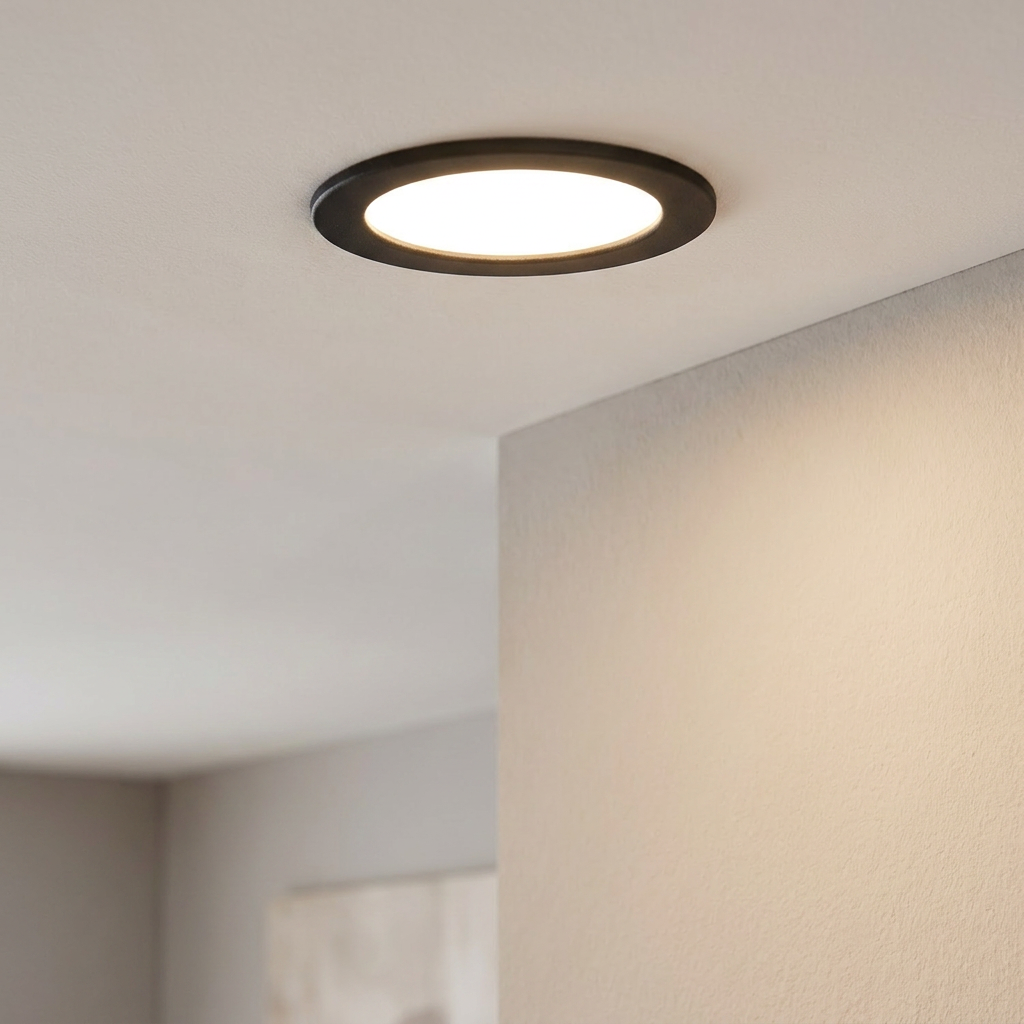 Eglo Fueva 5 Black LED Recessed Ceiling Light - 16.6cm by Eglo Lighting — suits kitchens, living rooms & bedrooms