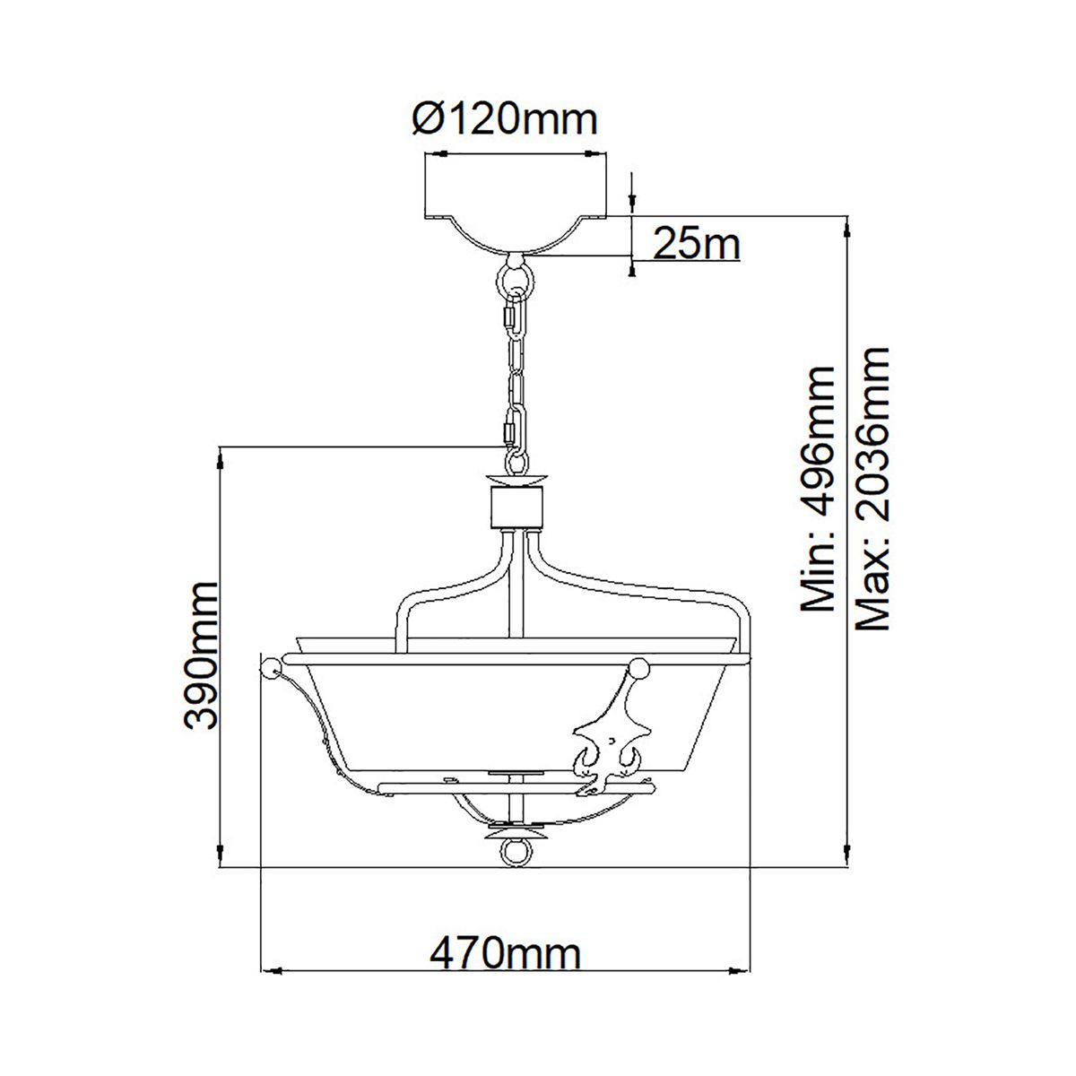 Elstead Windsor 3 Light Semi-Flush Graphite Ceiling Light