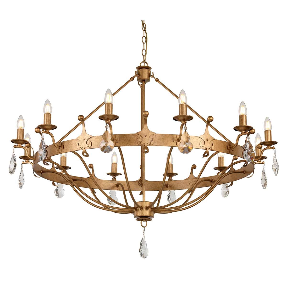 Windsor 12 Light Gold Patina Chandelier By Elstead Lighting WINDSOR12-GOLD