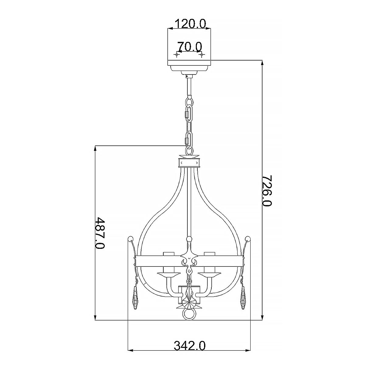 Elstead Lighting Windsor 4 Light Gold Patina Pendant