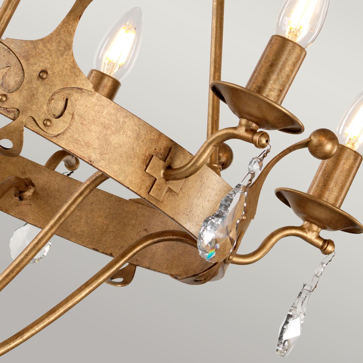 Windsor 6 Light Gold Patina Chandelier Elstead Lighting
