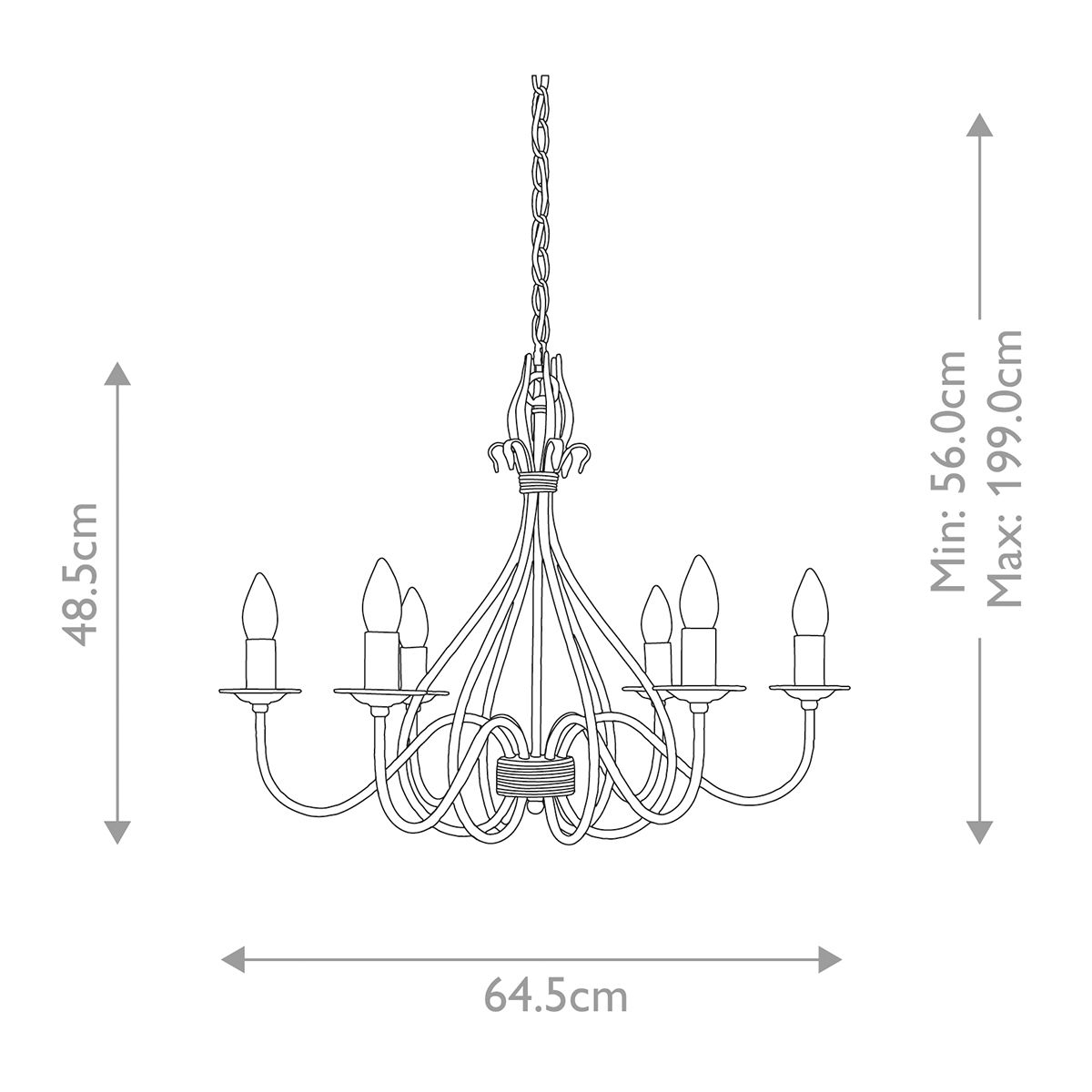 Elstead Lighting Windermere 6 Light Rust & Gold Chandelier