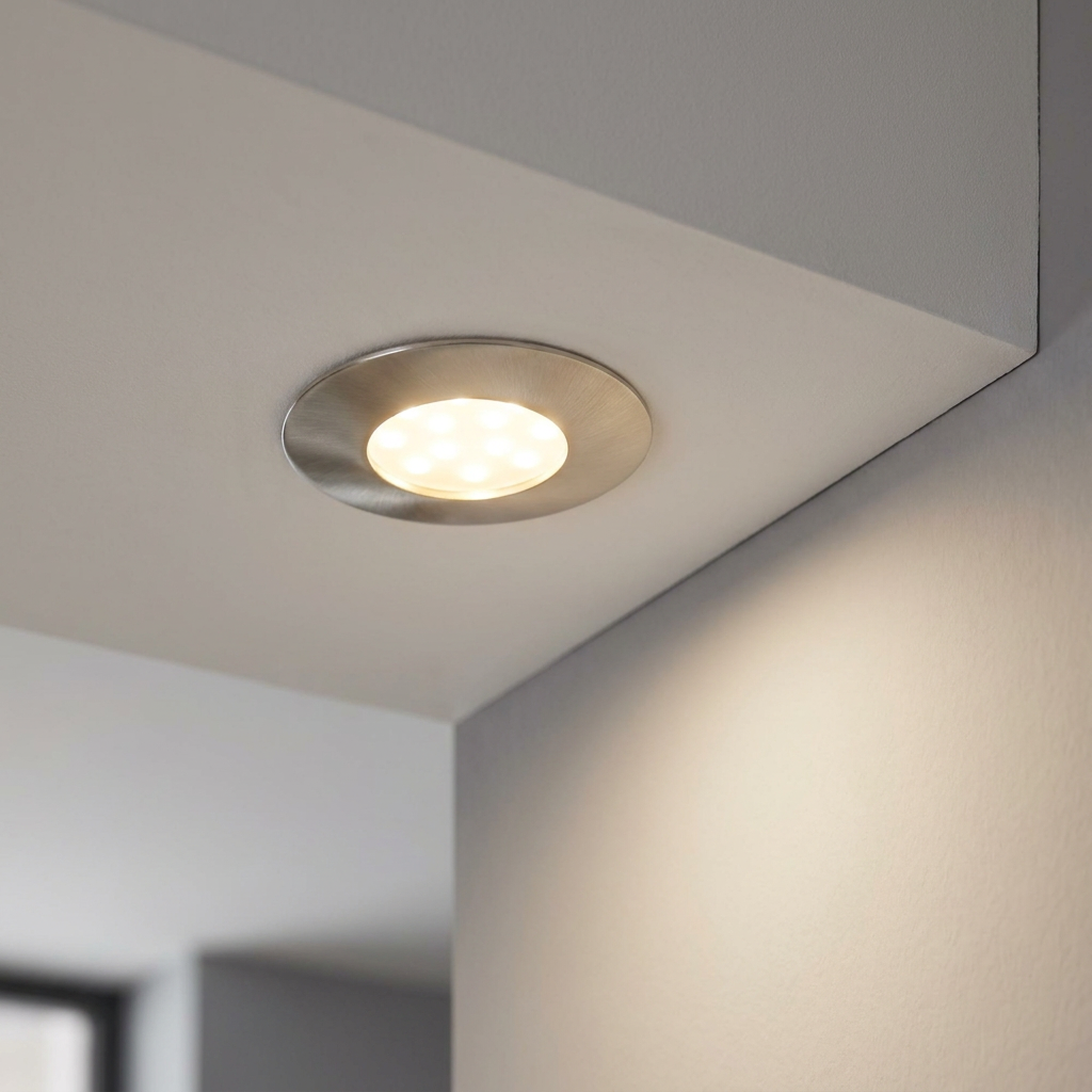 Eglo Pineda LED Nickel Recessed Downlight - 7.8cm by Eglo Lighting — suits kitchens, living rooms & bedrooms