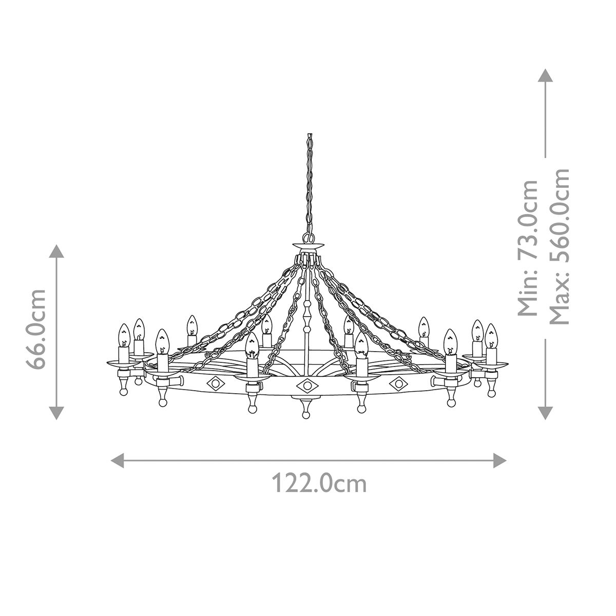 Elstead Lighting Warwick 12 Light Grey Chandelier