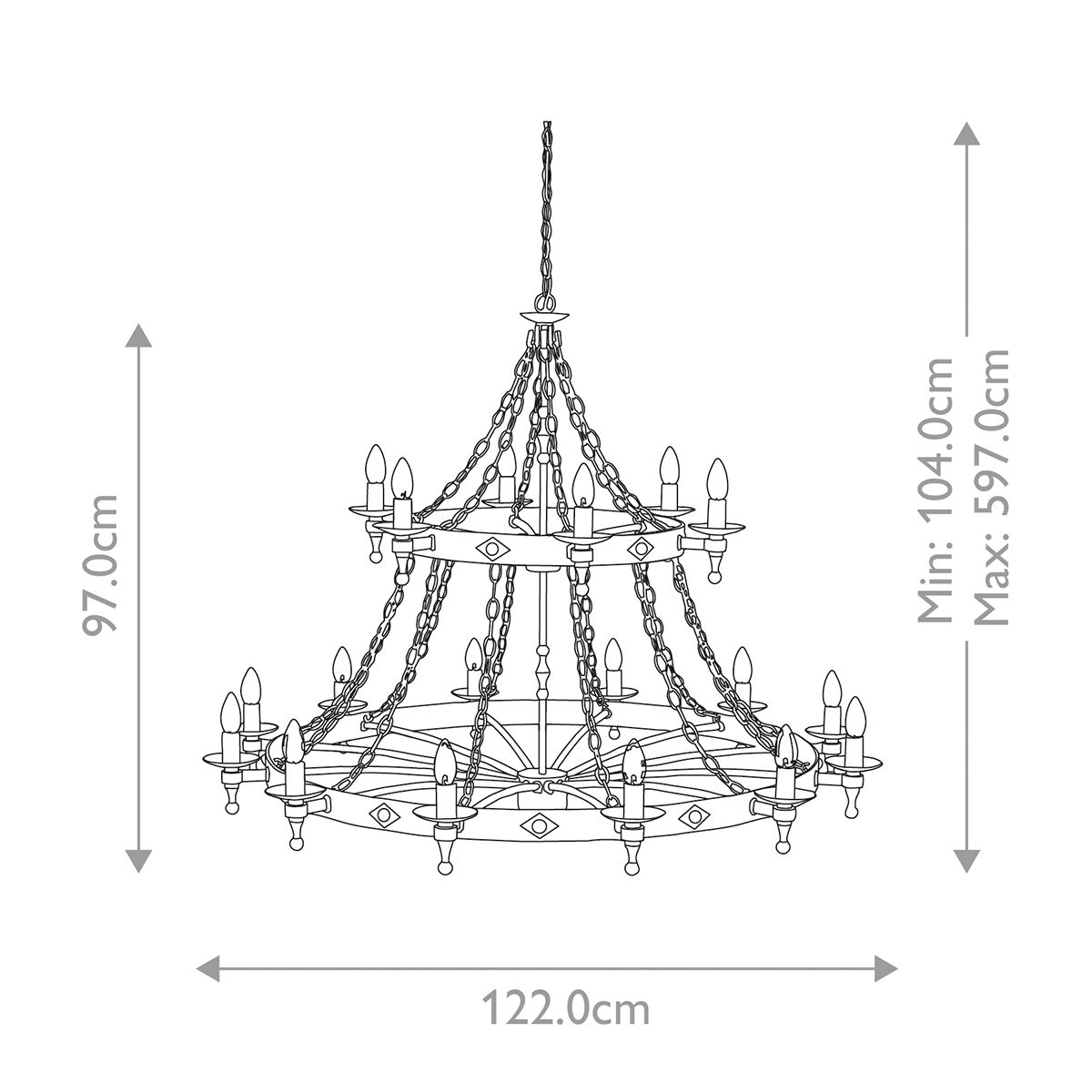 Elstead Lighting Warwick 18 Light Graphite Chandelier