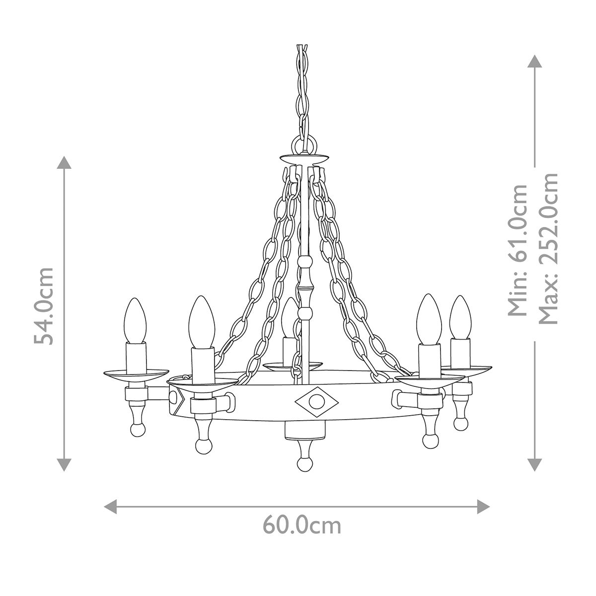Elstead Warwick Graphite 5 Light Chandelier