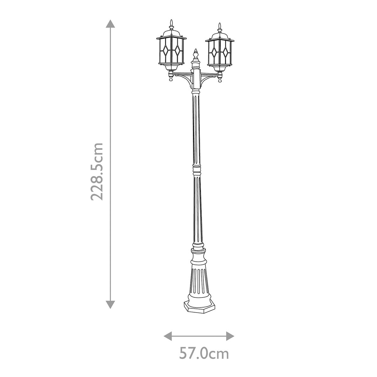 Elstead Wexford Black/Silver Outdoor Twin Arm Lamp Post
