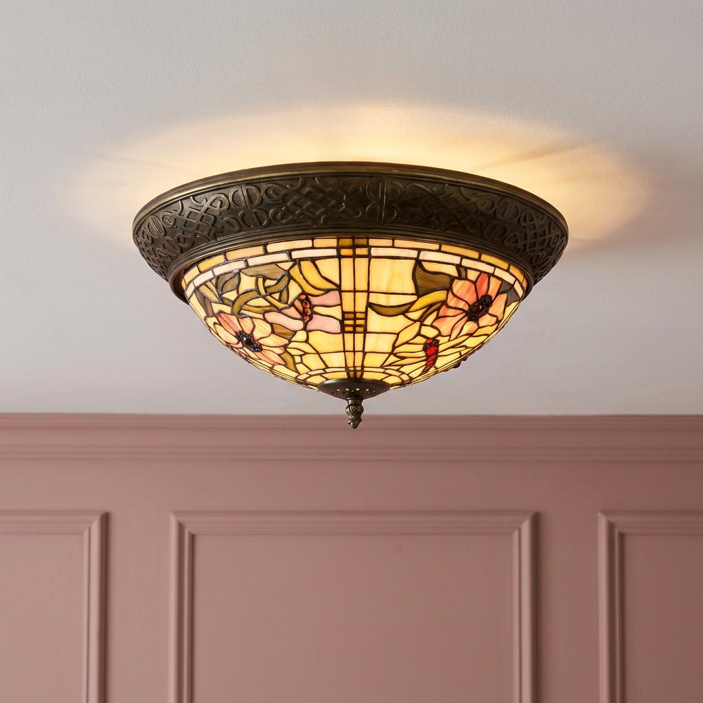 Pavot Flush Tiffany Ceiling Light - Tiffany Lighting Direct