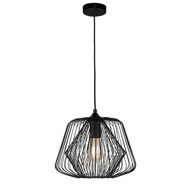 Bell Cage 1 Light Cage Black Pendant Ceiling Light