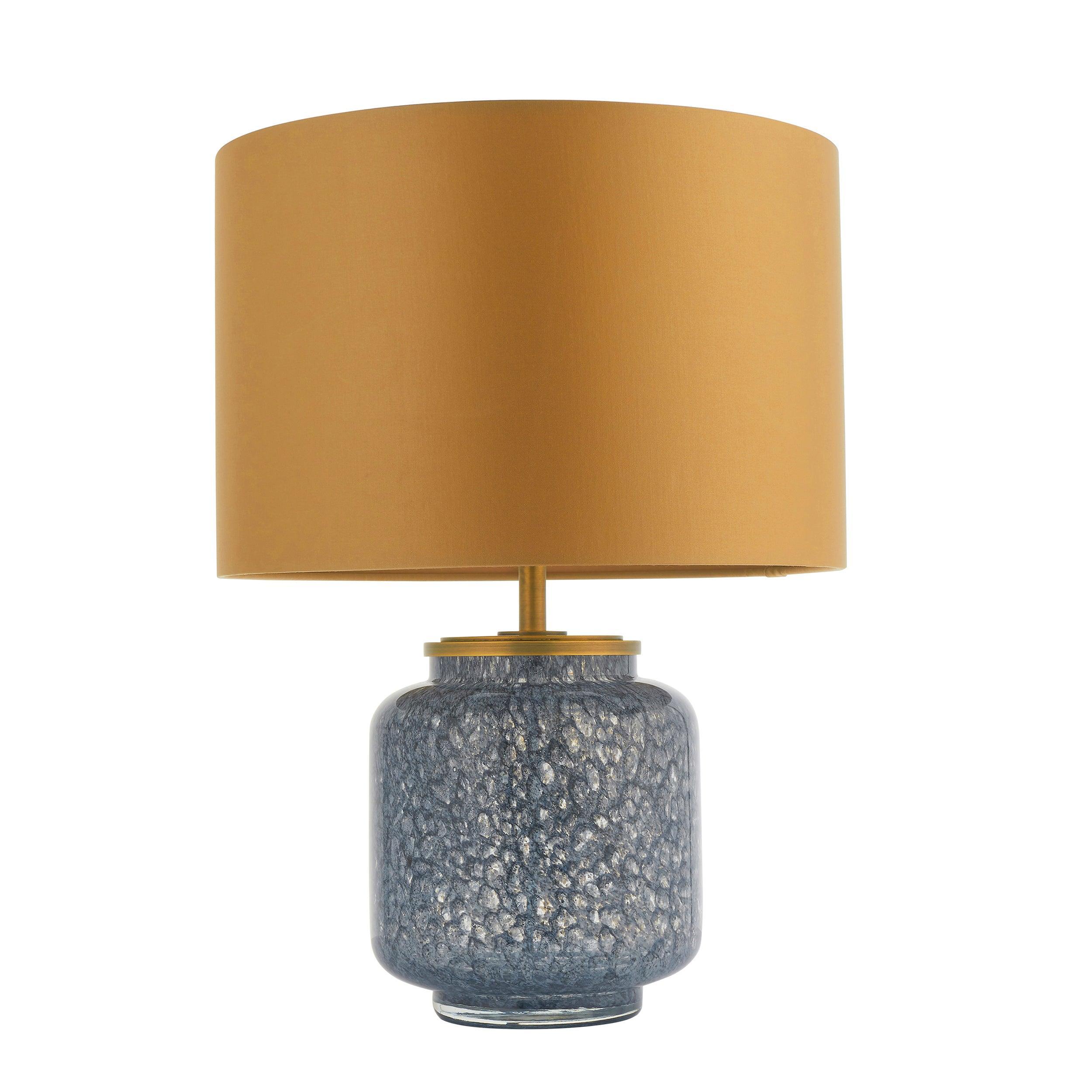 Brondo Cobalt Mottled Glass Table Lamp - Gold Shade-Living Lights-Living-Room-Tiffany Lighting Direct-[image-position]