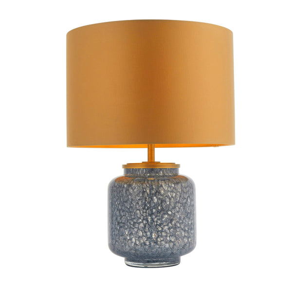 Brondo Cobalt Mottled Glass Table Lamp - Gold Shade-Living Lights-Living-Room-Tiffany Lighting Direct-[image-position]