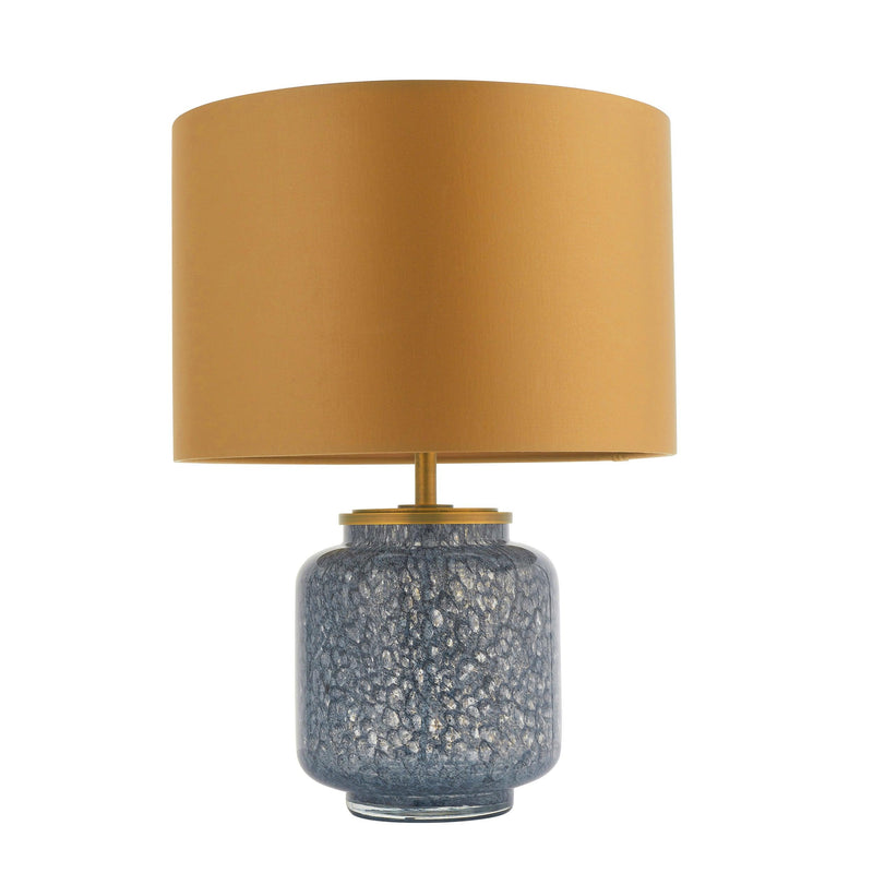Brondo Cobalt Mottled Glass Table Lamp - Gold Shade