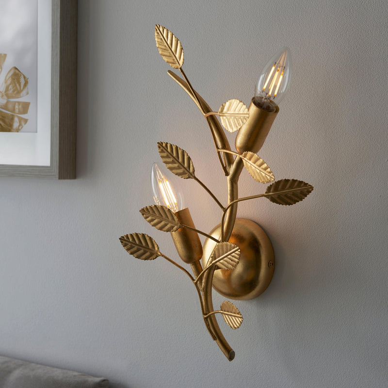 Westway Double Gold Leaf Wall Light Close Up Image