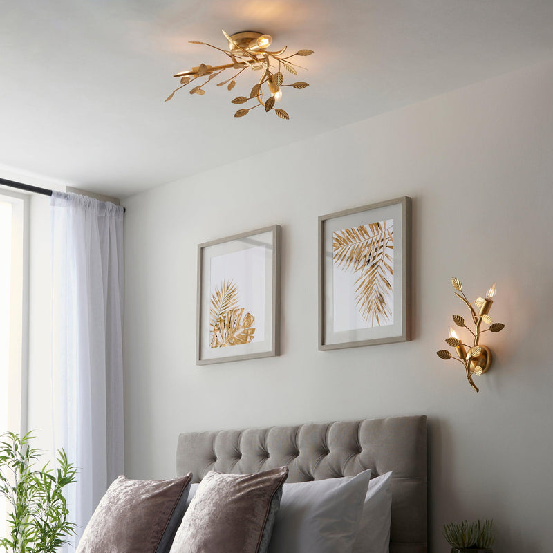 Westway Double Gold Leaf Wall Light Living Room Image