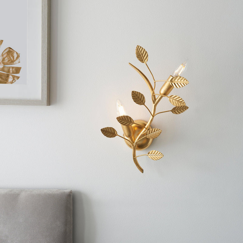 Westway Double Gold Leaf Wall Light Wide Living Room Image