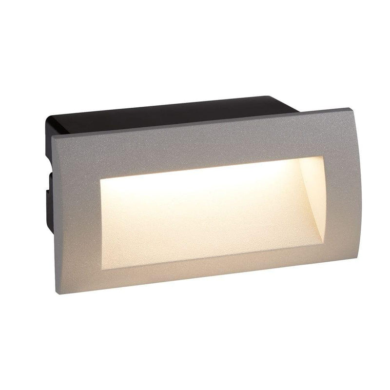 Ankle LED Outdoor Grey Rectangle Recessed Wall Fitting