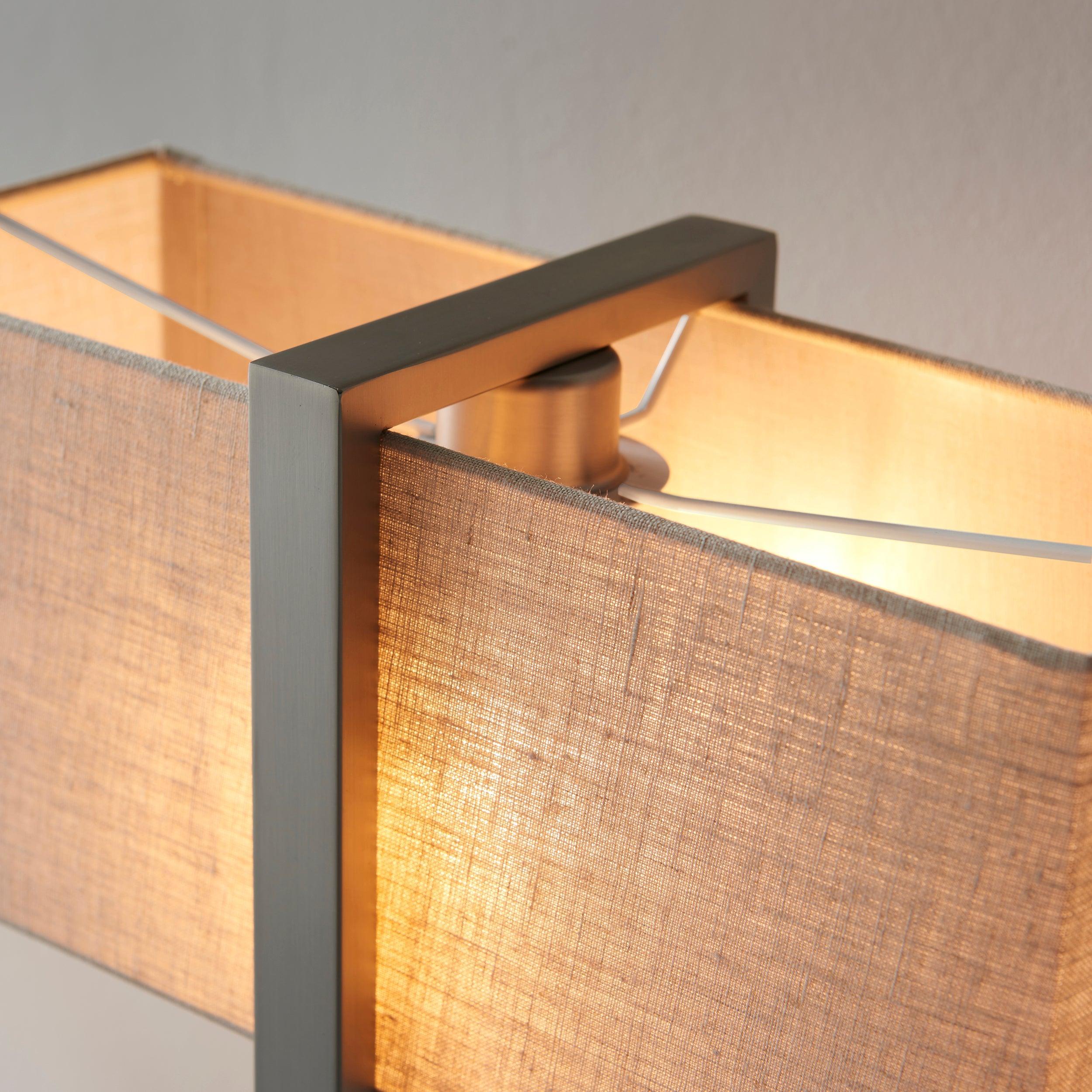 Produr Modern Nickel Table Lamp - Black Base & Linen Shade-Living Lights-Living-Room-Tiffany Lighting Direct-[image-position]