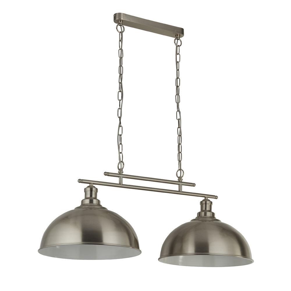 Fusion 2 Light Ceiling Bar Satin Silver & Silver Shades-Ceiling Pendant Lights-2-Tiffany Lighting Direct