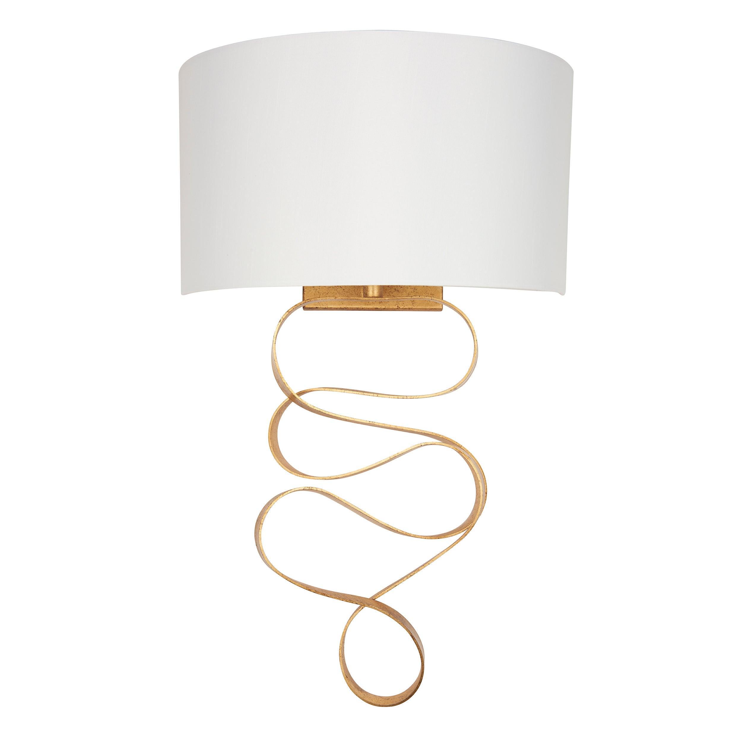 harleston gold modern wall light with ivory shade close fitting image