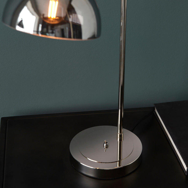 Caspa Nickel & Smoked Mirror Glass Shade Task Table Lamp