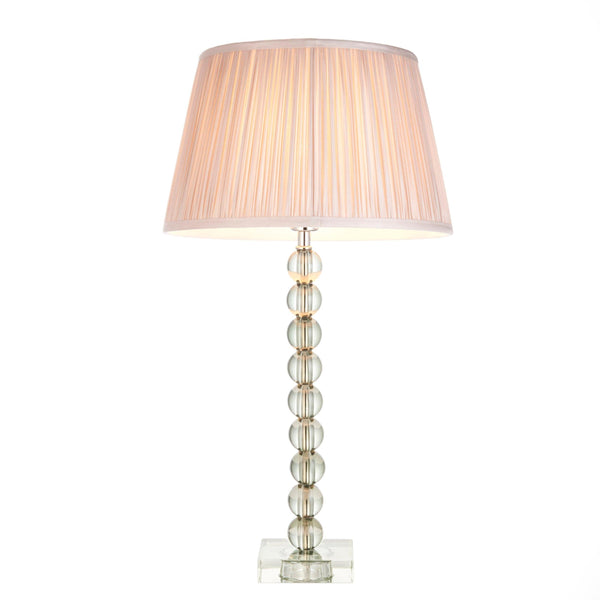 Endon Adelie Green Crystal Glass Table Lamp With Pink Shade 1