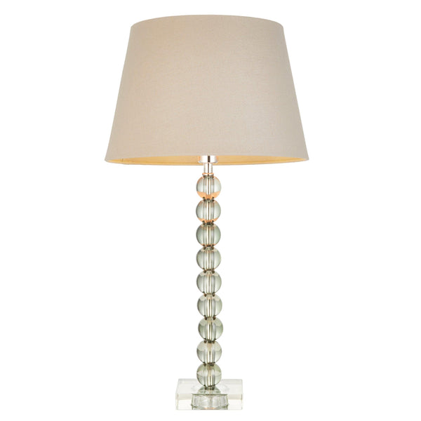 Adelie Grey/Green Crystal Glass Table Lamp With Grey Shade 1