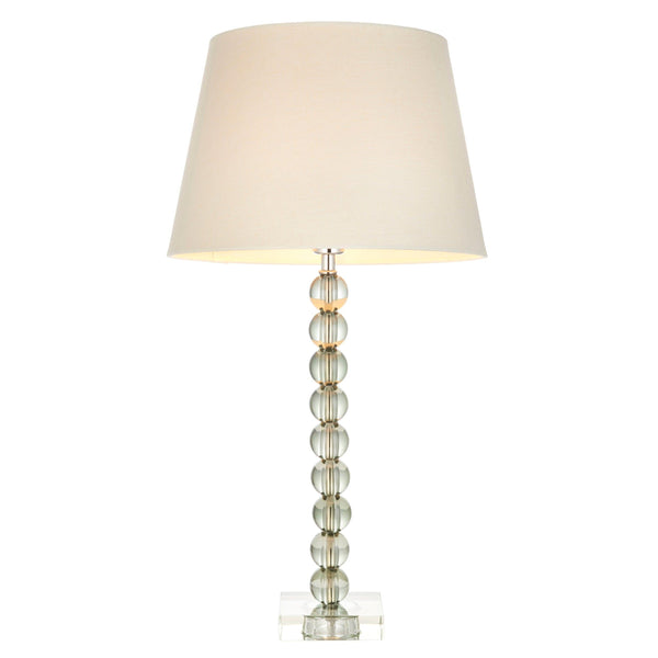 Adelie Grey/Green Crystal Glass Table Lamp With Ivory Shade 1