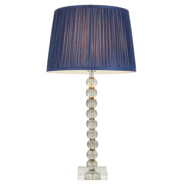 Endon Adelie Green Crystal Glass Table Lamp With Blue Shade 1