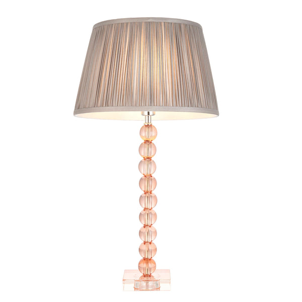 Adelie Pink Crystal Glass Table Lamp - Freya Charcoal Shade 1