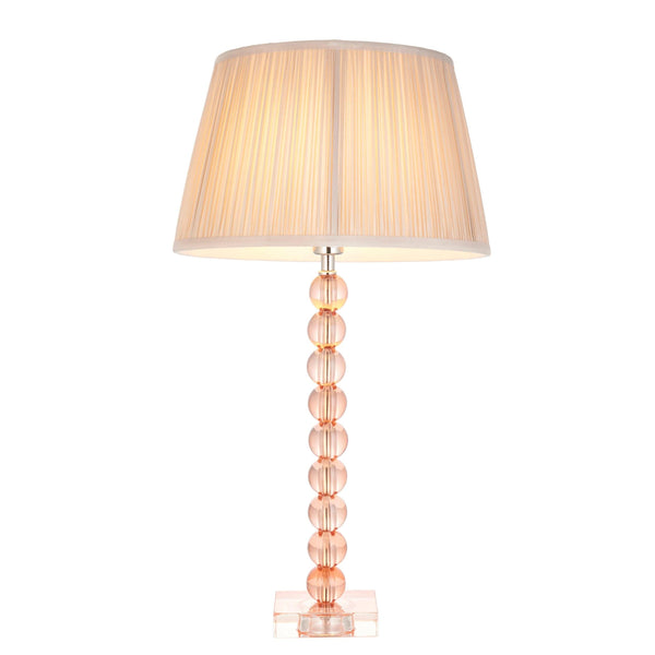 Endon Adelie Pink Crystal Glass Table Lamp With Oyster Shade 1