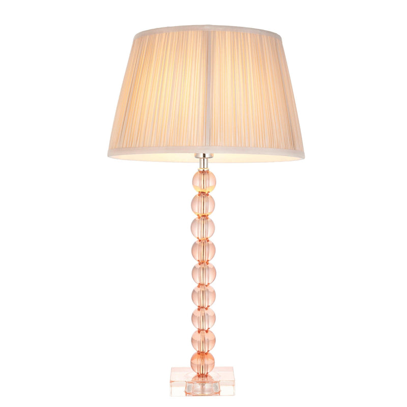 Endon Adelie Pink Crystal Glass Table Lamp With Oyster Shade 1