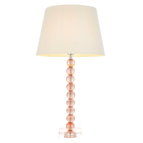 Adelie Blush Tinted Crystal Glass Table Lamp - Ivory Shade 1