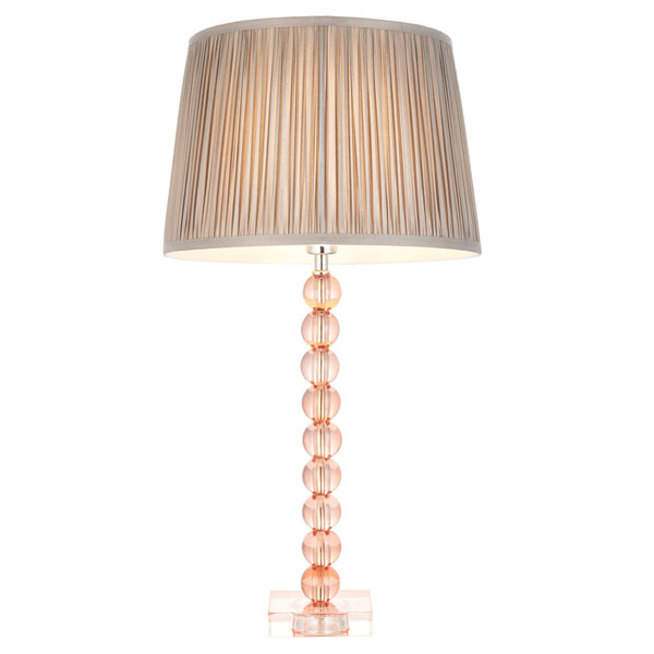 Adelie Pink Crystal Glass Table Lamp With Charcoal Shade 1