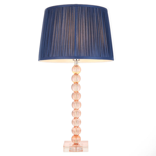 Endon Adelie Pink Crystal Glass Table Lamp With Blue Shade 1