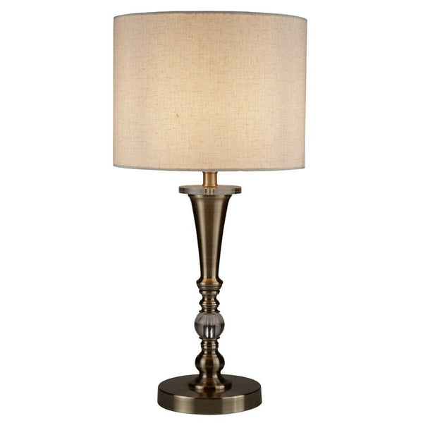Oscar 1 Light Antique Brass Table Lamp - Linen Shade 1