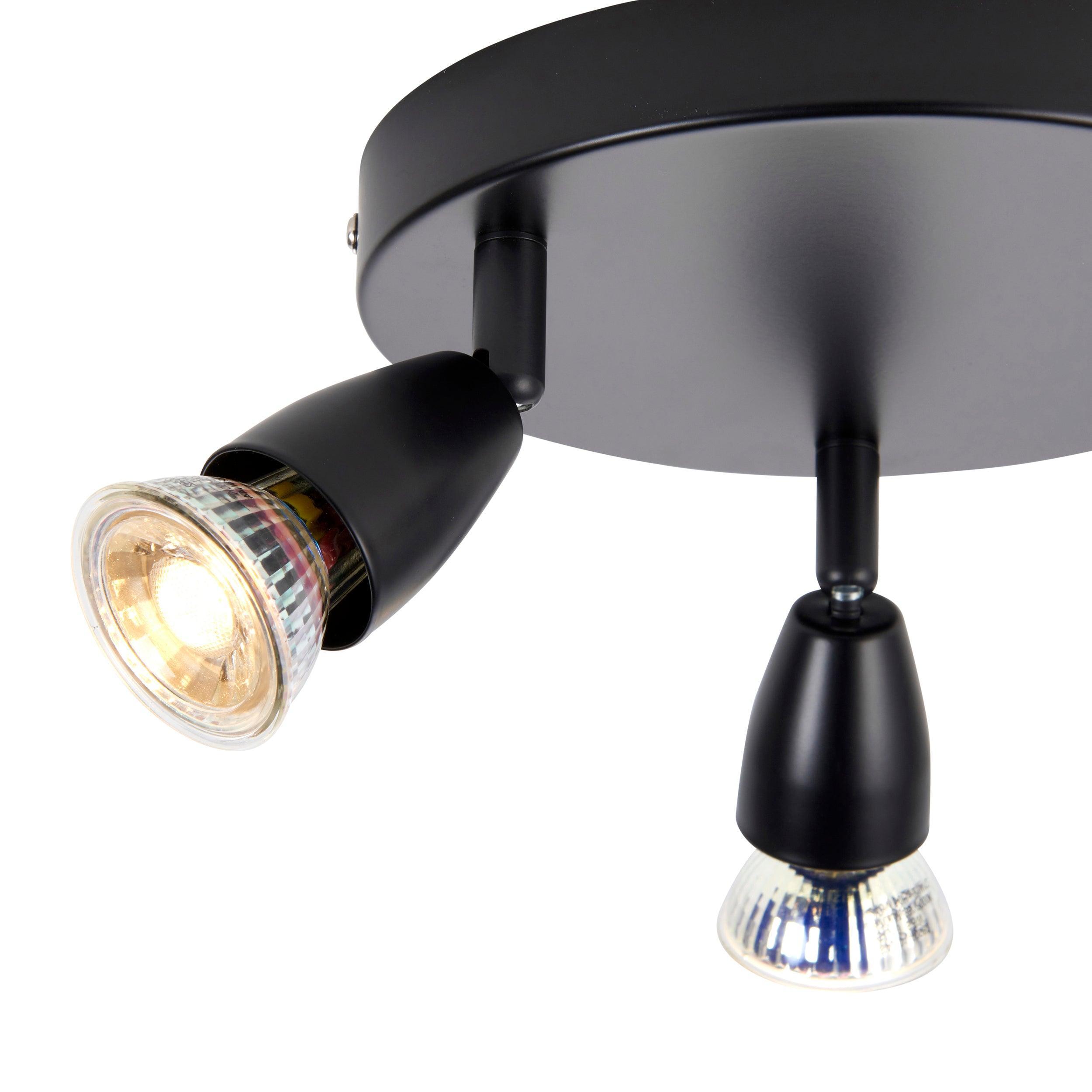 amalfi 3 light black round spotlight by saxby lighting, close up image 124