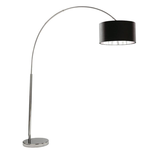 Searchlight Arcs Chrome Floor Lamp, Black Shade Silver Liner by Searchlight Lighting 1