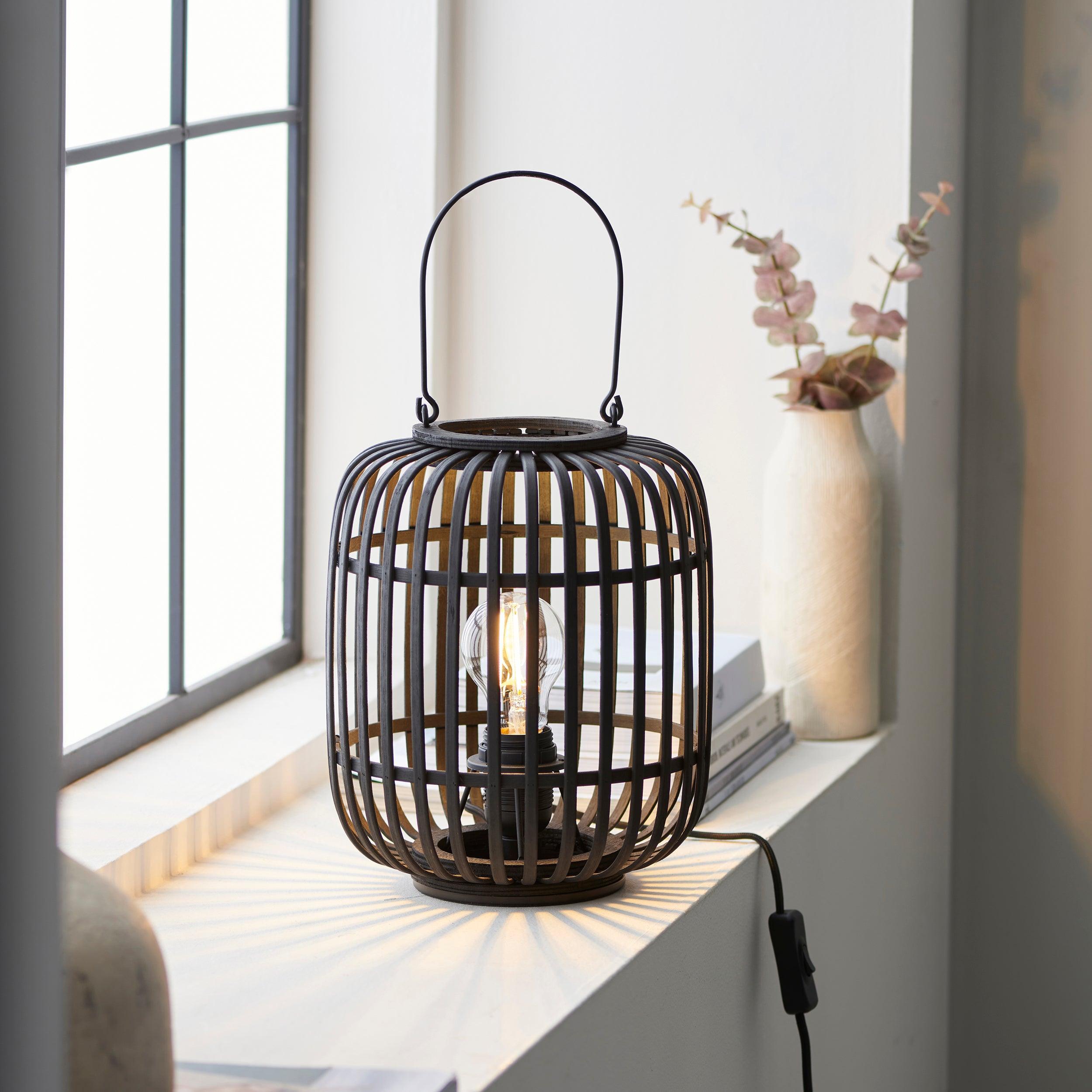 Endon Mathias Table Lamp With Dark Bamboo Cage-Endon Lighting-Living-Room-Tiffany Lighting Direct-[image-position]