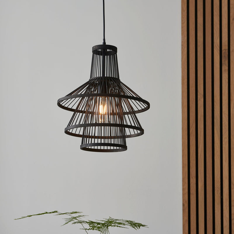 Minato Black Bamboo Adjustable Ceiling Pendant