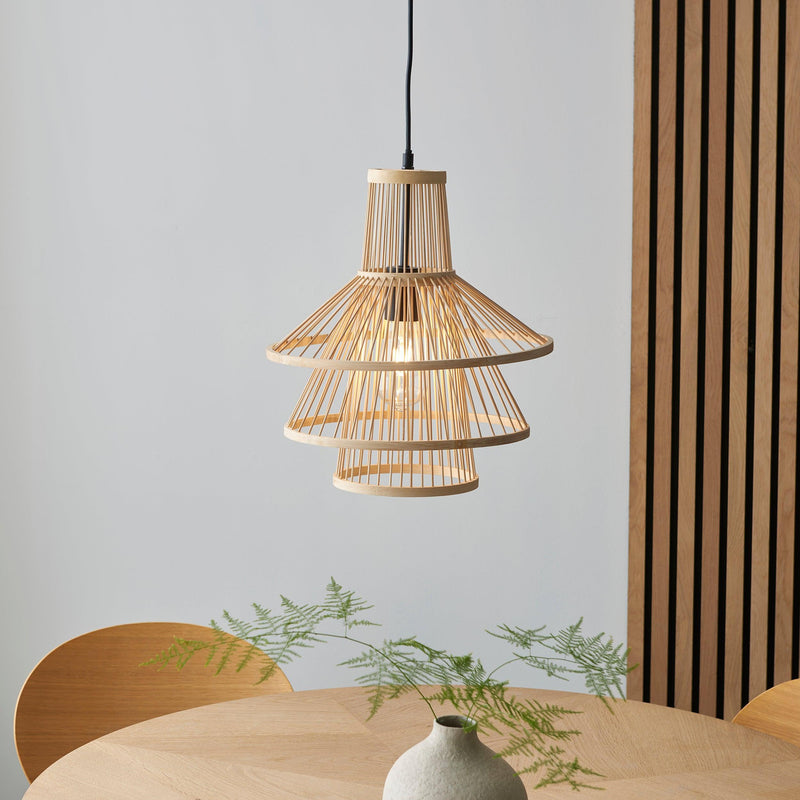 Minato 1 Light Natural Bamboo Adjustable Ceiling Pendant