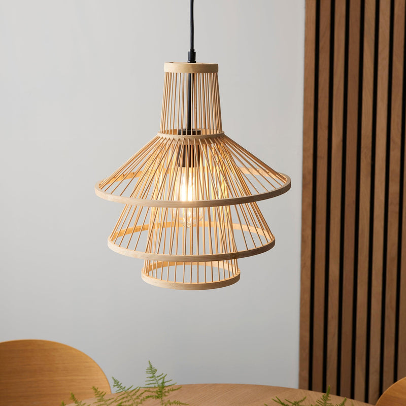 Minato 1 Light Natural Bamboo Adjustable Ceiling Pendant